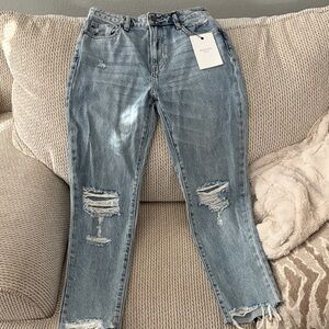 Distressed Blue Jeans